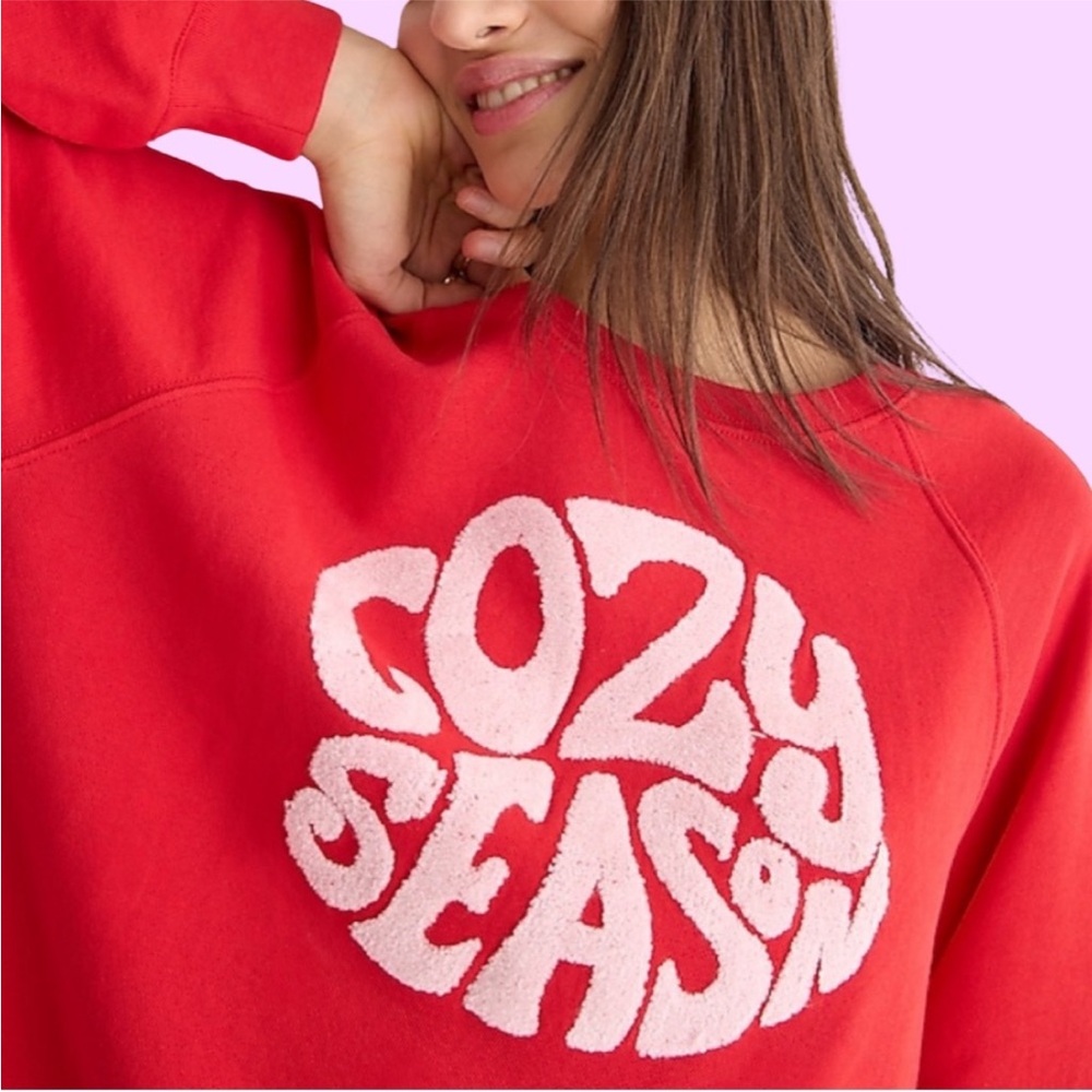 J Crew Cozy Season Red Pullover Sweatshirt Size Small - Picture 4 of 13
